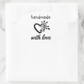 Moderne handgemaakt met liefde ovale sticker (Tas)