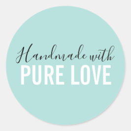 Moderne handgemaakt met pure liefde ronde sticker