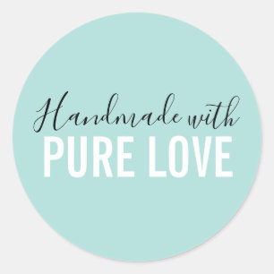 Moderne handgemaakt met pure liefde ronde sticker