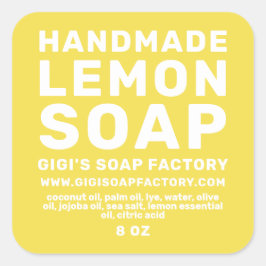 Moderne Handgemaakte Citroen Zeep Verlichtend Geel Vierkante Sticker
