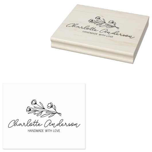 Moderne Handgemaakte Custom Business, Bloemen Groo Rubberstempel (Gestempeld)