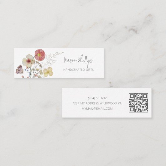 Moderne handgemaakte geschenken Bloemen Waterverf Mini Visitekaartje (Voorkant / Achterkant)