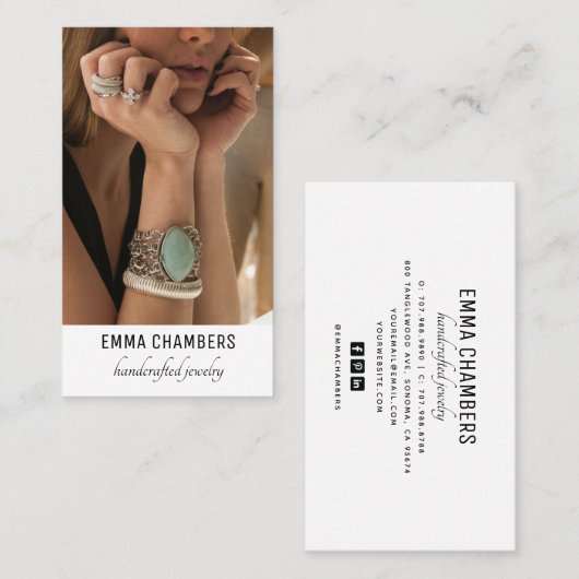 Moderne handgemaakte juwelontwerper visitekaartje (Voorkant / Achterkant)