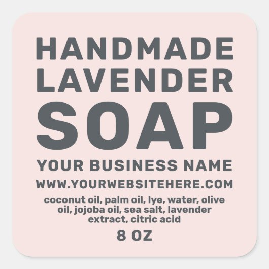 Moderne, handgemaakte lavendel - pastel roze vierkante sticker (Voorkant)