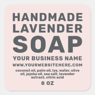Moderne, handgemaakte lavendel - pastel roze vierkante sticker