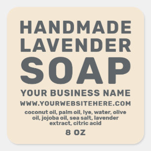 Moderne handgemaakte lavendel soap ivory vierkante sticker