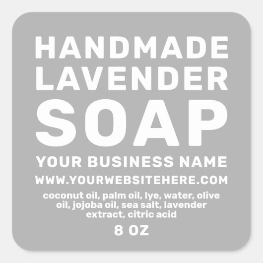 Moderne Handgemaakte Lavendel Zeep Beton Grijs Vierkante Sticker (Voorkant)