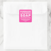 Moderne Handgemaakte Lavendelzeep Knockout Roze Vierkante Sticker (Tas)
