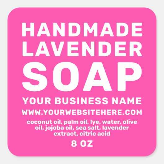 Moderne Handgemaakte Lavendelzeep Knockout Roze Vierkante Sticker (Voorkant)