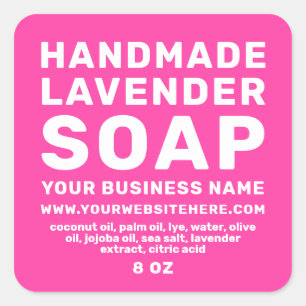 Moderne Handgemaakte Lavendelzeep Knockout Roze Vierkante Sticker
