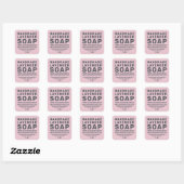 Moderne Handgemaakte Lavendelzeep Parfait Roze Vierkante Sticker (Vel)
