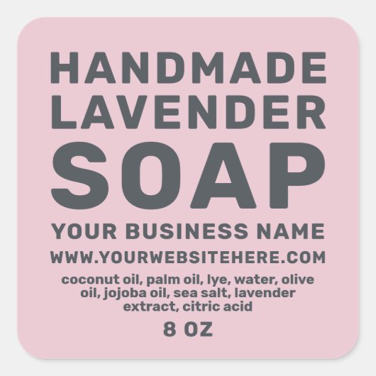 Moderne Handgemaakte Lavendelzeep Parfait Roze Vierkante Sticker (Voorkant)
