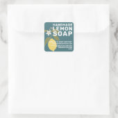 Moderne, handgemaakte Lemon Soap Botanisch Groen Vierkante Sticker (Tas)