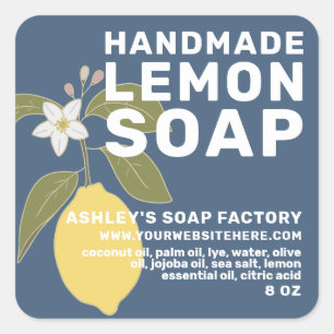 Moderne, handgemaakte Lemon Soap Botanisch Groen Vierkante Sticker