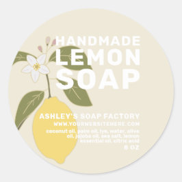 Moderne, handgemaakte Lemon-zeep Botanisch Antiek Ronde Sticker