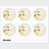 Moderne, handgemaakte Lemon-zeep Botanisch Antiek  Ronde Sticker (Vel)