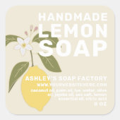 Moderne, handgemaakte Lemon-zeep Botanisch Antiek Vierkante Sticker (Voorkant)