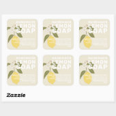 Moderne, handgemaakte Lemon-zeep Botanisch Antiek Vierkante Sticker (Vel)