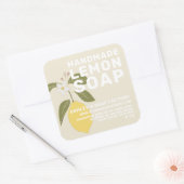 Moderne, handgemaakte Lemon-zeep Botanisch Antiek Vierkante Sticker (Envelop)