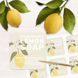 Moderne, handgemaakte Lemon-zeep Botanisch Antiek  Vierkante Sticker