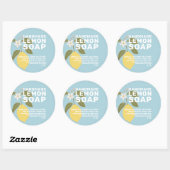 Moderne, handgemaakte Lemon-zeep botanisch blauw Ronde Sticker (Vel)