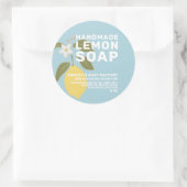 Moderne, handgemaakte Lemon-zeep botanisch blauw Ronde Sticker (Tas)