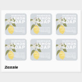 Moderne, handgemaakte Lemon-zeep botanisch blauw Vierkante Sticker (Vel)