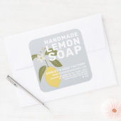 Moderne, handgemaakte Lemon-zeep botanisch blauw Vierkante Sticker (Envelop)