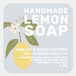 Moderne, handgemaakte Lemon-zeep botanisch blauw Vierkante Sticker