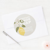 Moderne, handgemaakte Lemon-zeep botanische grijs Ronde Sticker (Envelop)