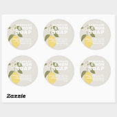 Moderne, handgemaakte Lemon-zeep botanische grijs Ronde Sticker (Vel)