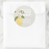 Moderne, handgemaakte Lemon-zeep botanische grijs Ronde Sticker (Tas)