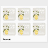 Moderne, handgemaakte Lemon-zeep botanische grijs Vierkante Sticker (Vel)