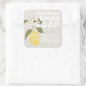 Moderne, handgemaakte Lemon-zeep botanische grijs Vierkante Sticker (Tas)