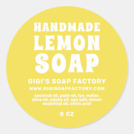 Moderne, handgemaakte Lemon-zeep, lichtgevend geel Ronde Sticker