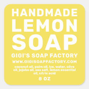 Moderne, handgemaakte Lemon-zeep, lichtgevend geel Vierkante Sticker