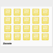 Moderne, handgemaakte Lemon-zeep, lichtgevend geel Vierkante Sticker (Vel)