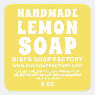 Moderne, handgemaakte Lemon-zeep, lichtgevend geel Vierkante Sticker