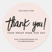 Moderne handgemaakte met liefde dank je ronde sticker (Voorkant)