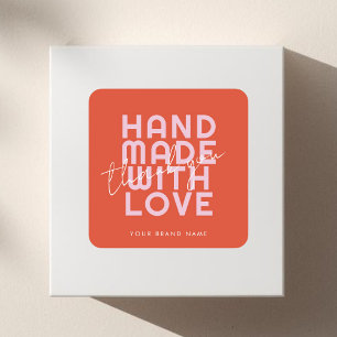 Moderne handgemaakte met liefde dank je wel vierkante sticker