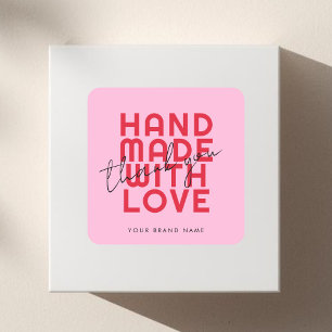 Moderne handgemaakte met liefde dank je wel vierkante sticker