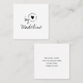 Moderne Handgemaakte Met Liefde Script Hart Vierkante Visitekaartje (Voorkant / Achterkant)