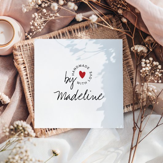 Moderne Handgemaakte met Liefde Script Hart Vierkante Visitekaartje