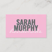 Moderne handgemaakte roze minuscentschrijftypograf visitekaartje (Voorkant)