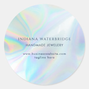 Moderne Handgemaakte Zakelijke Iridescente Aangepa Ronde Sticker