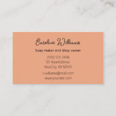 Moderne handgemaakte zeepwinkel zeepperzik visitekaartje (Achterkant)