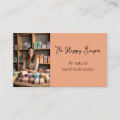 Moderne handgemaakte zeepwinkel zeepperzik visitekaartje (Voorkant)