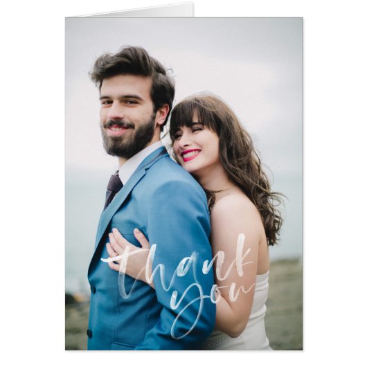 Moderne handgeschilderde bruiloft Dank u kaart (Voorkant)