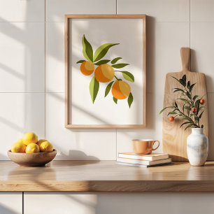 Moderne handgeschilderde gouache Oranje vertakking Poster