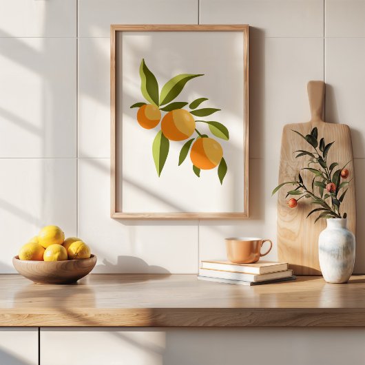 Moderne handgeschilderde gouache Oranje vertakking Poster